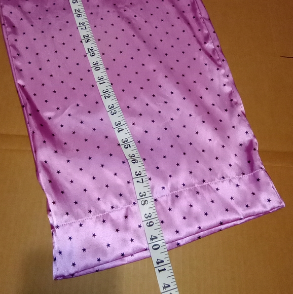 PinkK Satin Feel Black Stars Pink Women's Pijama Pants Size XL - Picture 8 of 10